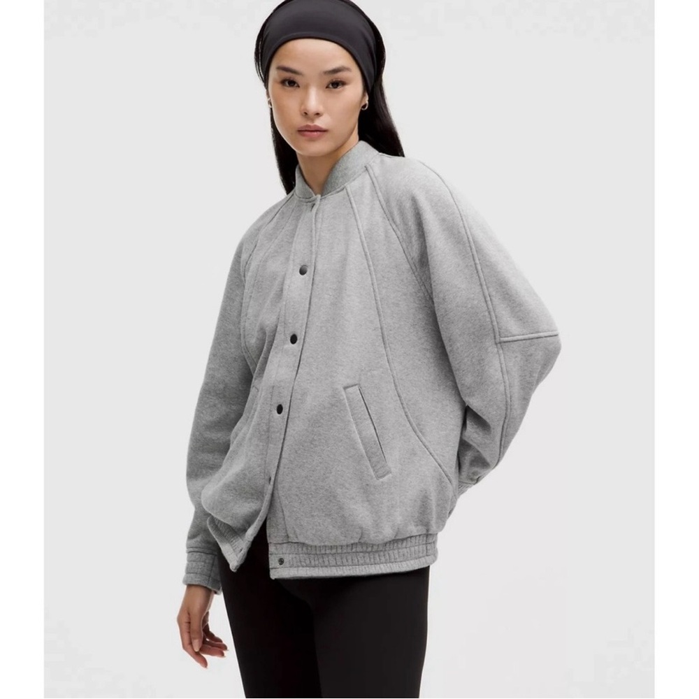 Lululemon Athletica Women's Gray Varsity Jacket, EUC worn once